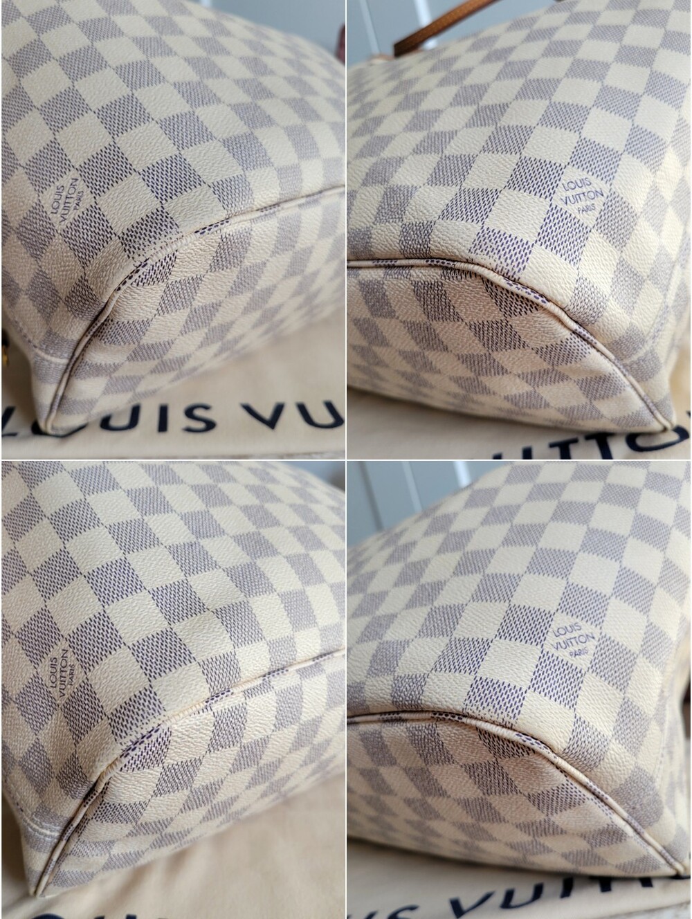 💕BEAUTIFUL Louis Vuitton Tote Bag Neverfull MM Damier AZUR - Microchipped - Picture 16 of 17